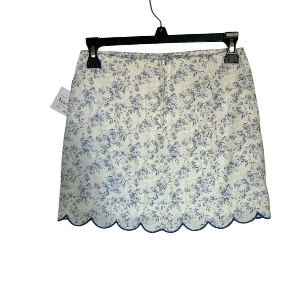 Francesca's Blue and Ivory Mini Pencil Skirt with Zipper NWT